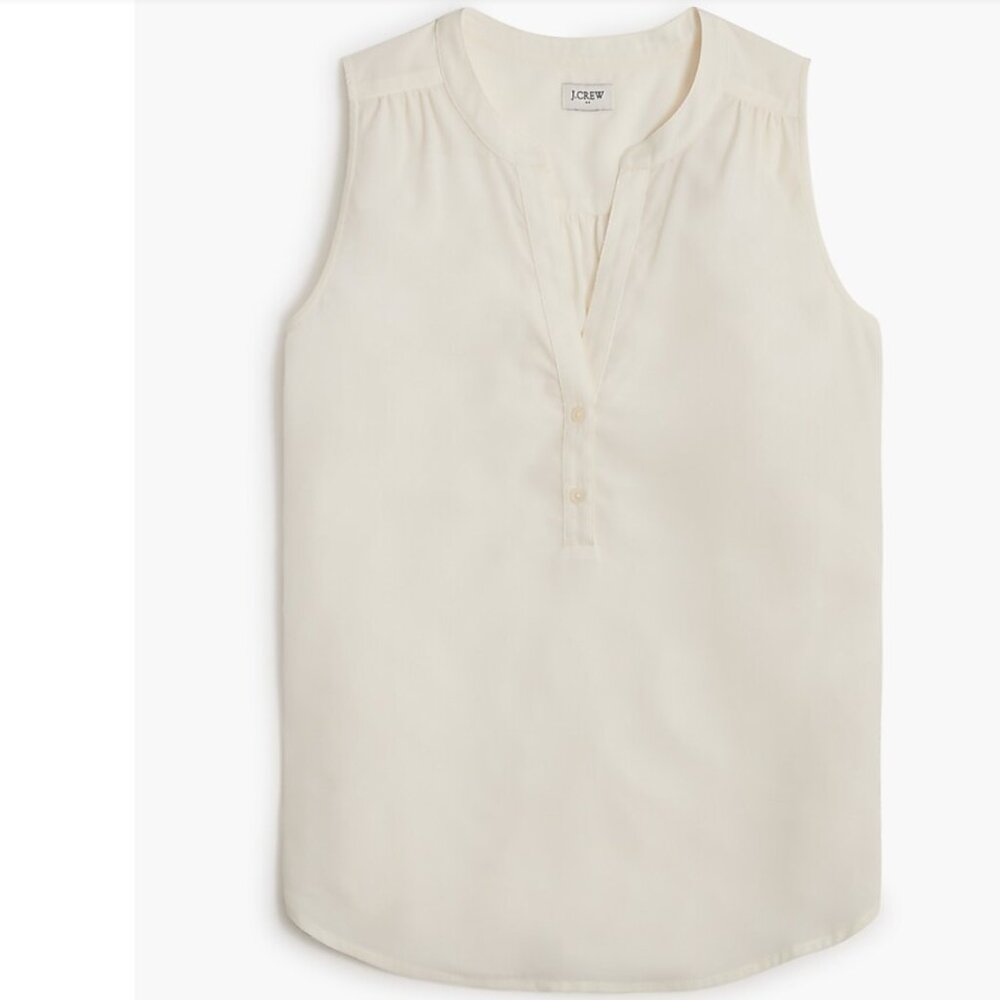 J. Crew Sleeveless V-Neck Popover Top Size Large Ivory
